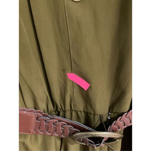 Vintage 70’s jumpsuit Army green gold buttons belt Sz 14 Imported fabric linen/ - Picture 7 of 8